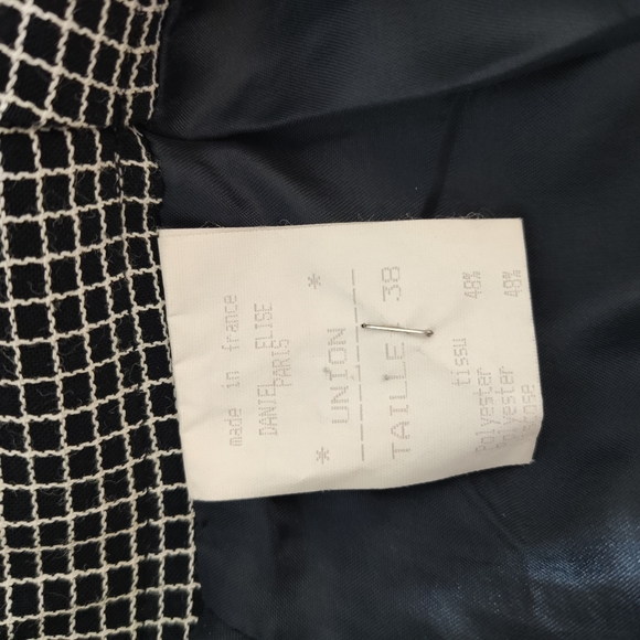 Vintage French Square Grid Pattern Black and White Pencil Skirt - Picture 6 of 6